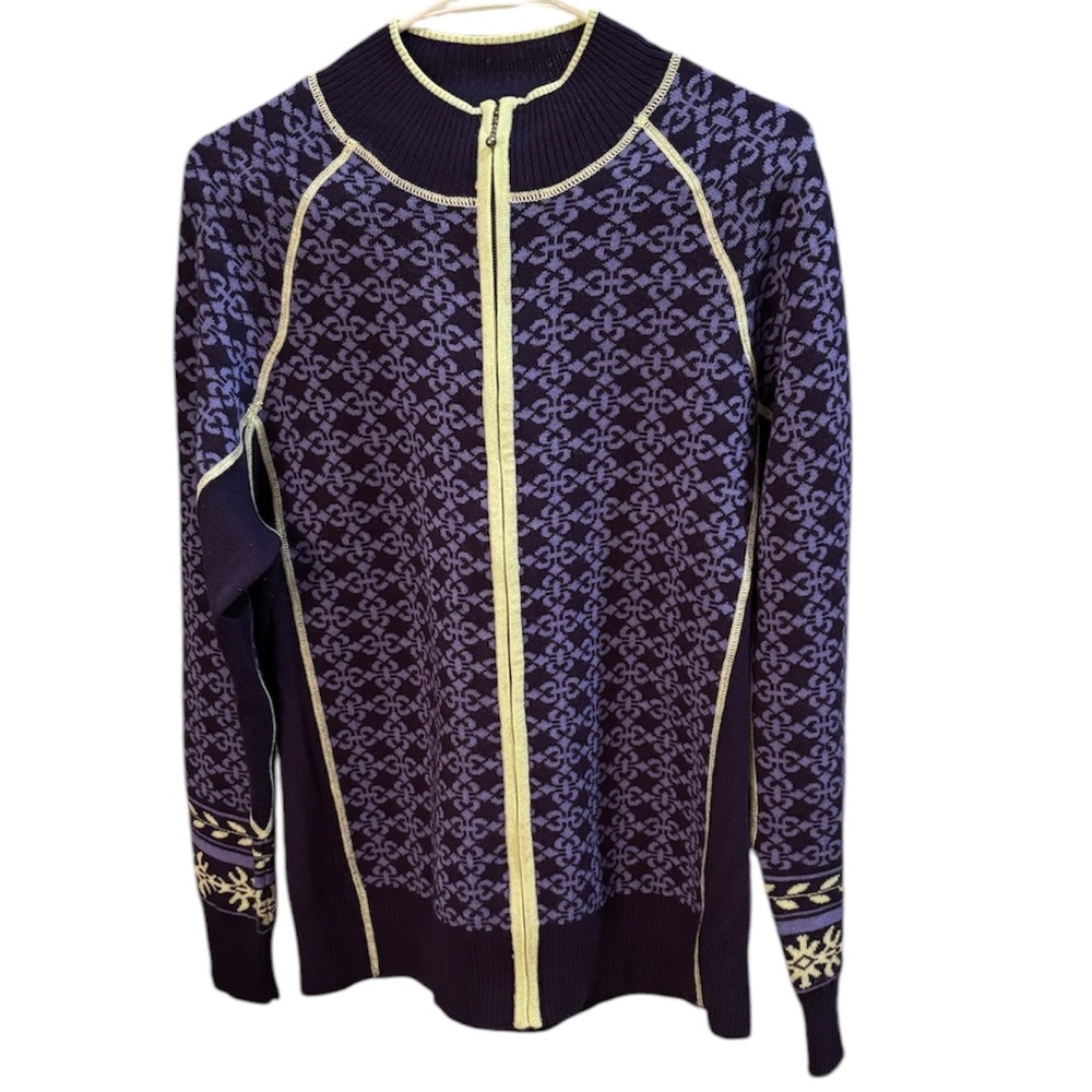 Cabela’s Fair Isle Blue Cardigan Wool Blend Sweater Size XL
